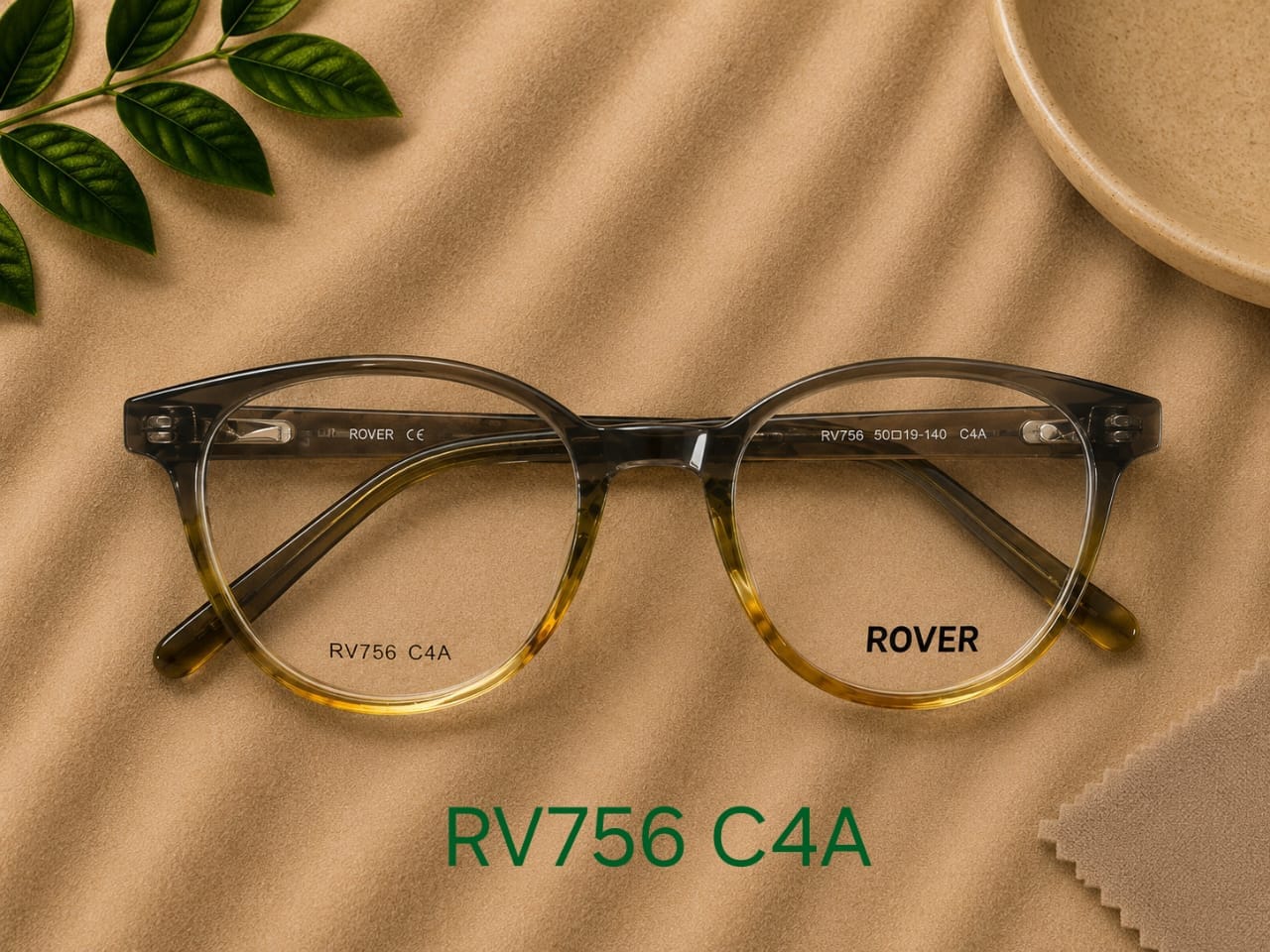 RV756 C4A (round frame, grey-to-amber fade) by Rover — Spectacle Frames